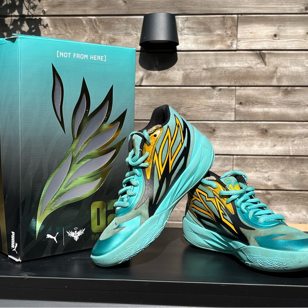 Puma Teal and Yellow Sneakers